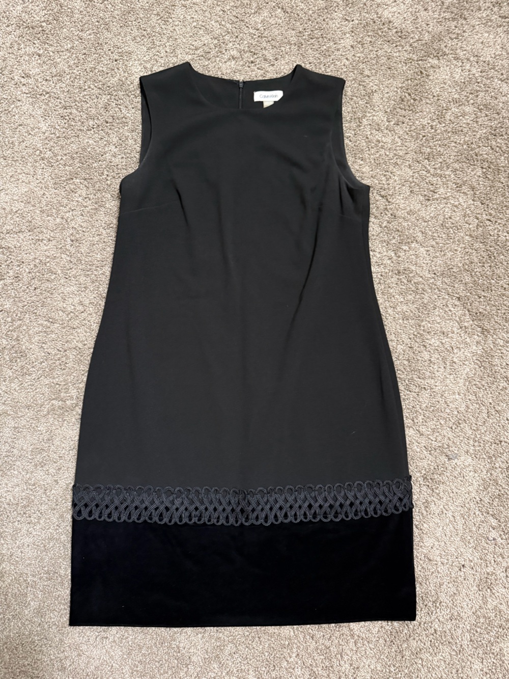 Calvin Klein Black Sleeveless Sheath Dress with Trim